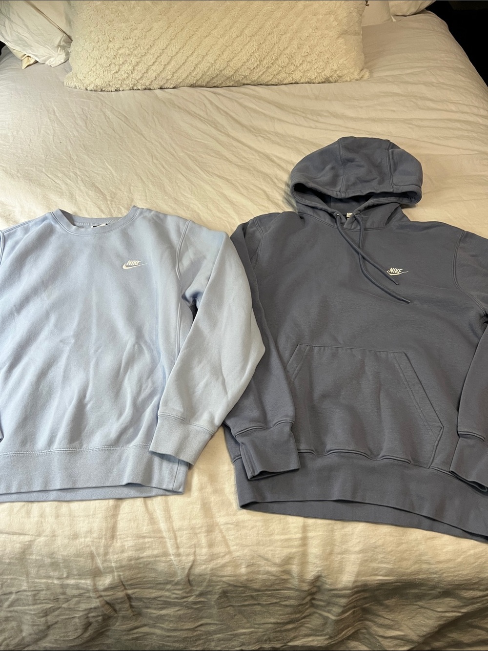 Nike Light Blue Crewneck and Slate Blue Pullover Hoodie Bundle